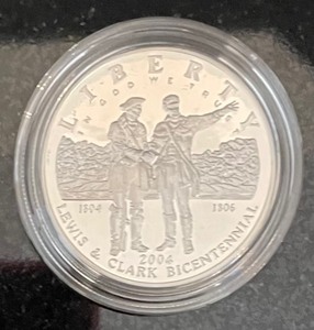 lot 173 image: United States Mint Lewis & Clark Bicentennial Proof Silver Dollar Coin