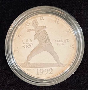 lot 177 image: United States Mint 1992 U.S. Olympic Silver Dollar Proof Coin