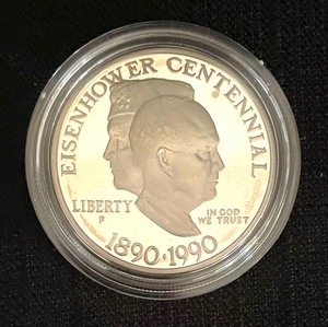 lot 190 image: United States Mint 1990 Eisenhower Centennial Silver Dollar Proof