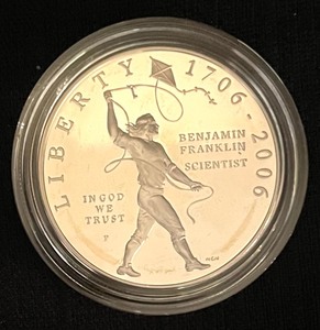 lot 196 image: United States Mint Benjamin Franklin Commemorative Coin
