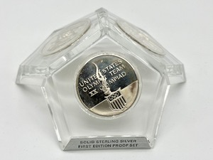 lot 93 image: Sterling Silver First Edition Olympic Three Peace Coin Proof Set