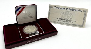 lot 262 image: 1992 Olympic Silver Dollar Proof Coin