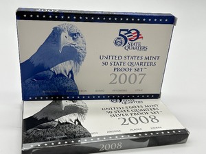 lot 232 image: 2007 and 2008 United States State Quarter Mint Proof Sets
