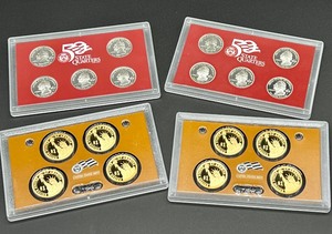 lot 352 image: Two United States 2007 Silver Proof State Quarter Sets & Two United States 2008 One Dollar Presidential Coin Sets