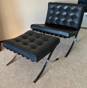 lot 8A image: Knoll Barcelona Chair and Ottoman