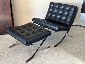 lot 5 image: Knoll Barcelona Chair and Ottoman