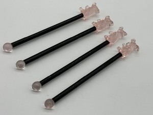 lot 319 image: Set of Four Vintage Glass Pig Figurine Swivel Sticks