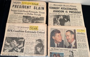 lot 312 image: Vintage 1960s JFK Stories Newspapers