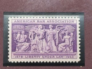 lot 394 image: Framed Bar Association Vintage Postage Stamp