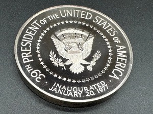 lot 370 image: Franklin Cart Jimmy Carter Sterling .999 Silver Medal