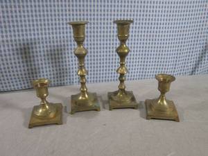 lot 9 image: (EC1) Brass Candle Holders...