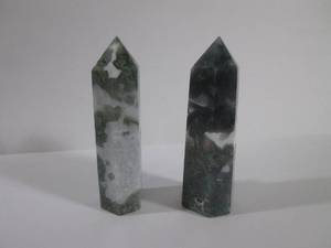 lot 25 image: (CNTR) 2 - 6-Point Moss Agate Tower...