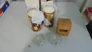 Princess House Candleholder and 2 Candles