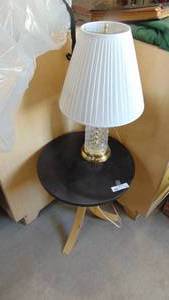 Round End Table and Crystal Lamp