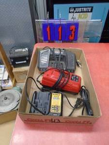 Misc tool chargers craftsman, dewalt, rigid. Used condition. As shown.