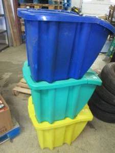 4 storage bins 2 blue 1 yellow and ...