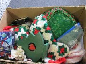 box of christmas items ...