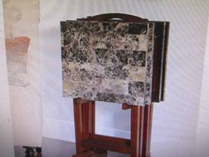 Linon Marble-Look TV Tray Set open ...