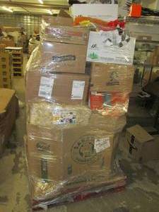 pallet of halloween and straw bales...