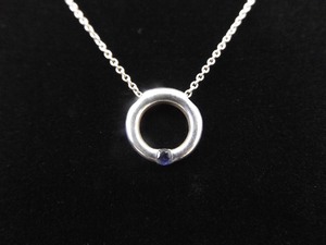 .925 Sterling Silver Sapphire Hoop Pendant Necklace
