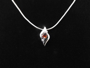 .925 Sterling Silver Diamond Accented Garnet Pendant Necklace