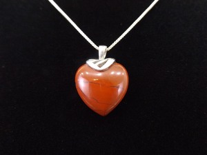 .925 Sterling Silver Jasper Heart Pendant Necklace