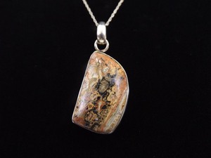 .925 Sterling Silver Mexico Lace Agate Pendant Necklace