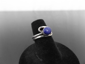 .925 Sterling Silver Lapis Lazuli Cabochon Ring Size 5.5