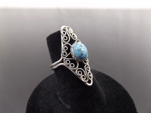 .925 Sterling Silver Dry Creek Turquoise Cabochon Ring Size 5.5