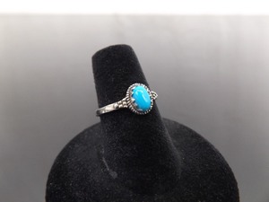 .925 Sterling Silver Sleeping Beauty Turquoise Cabochon Ring Size 6