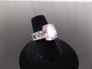 .925 Sterling Silver Pink Sapphire Zirconia Ring Size 6.25