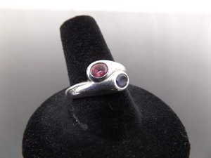 .925 Sterling Silver Amethyst and Sapphire Ring Size 8