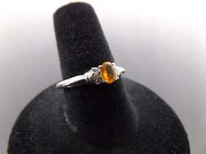 .925 Sterling Silver Citrine Crystal Ring Size 8