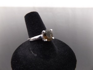 .925 Sterling Silver Smokey Quartz Solitaire Ring Size 8