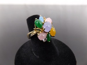 .925 Sterling Silver Multiple Colored Stone Vermeil Flower Ring Size 6
