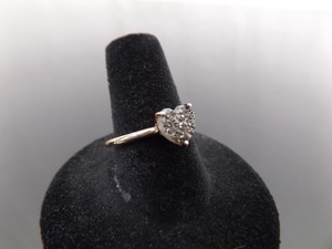.925 Sterling Silver Carbon Crystal Vermeil Rose Gold Heart Ring Size 8