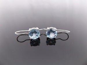 .925 Sterling Silver Topaz Hook Earrings