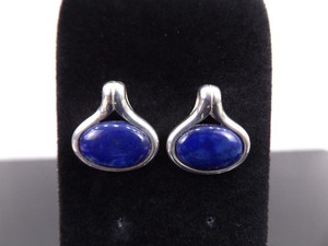.925 Sterling Silver Sodalite Cabochon Post Earrings