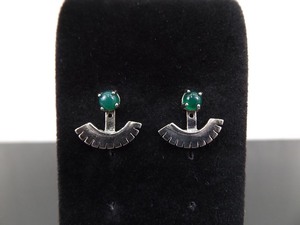.925 Sterling Silver Jade Lobe Hugger Post Earrings