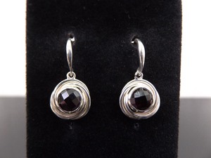 .925 Sterling Silver Faceted Amethyst Dangle Hook Earrings