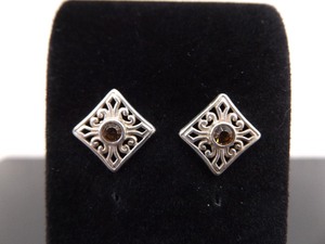 .925 Sterling Silver Faceted Citrine Post Earrings