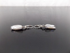 .925 Sterling Silver Baroque Pearl Dangle Hinged Clasp Earrings