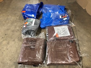 Mix Lot of assorted Tarps, Blue and Brown, Customer returns, Review all pictures