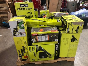 Mix Pallet of Ryobi Blowers, Chainsaws, Blowers, Customer returns, Review all pictures