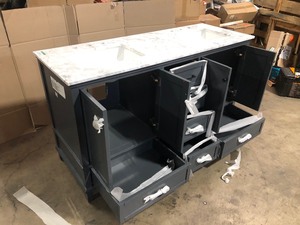 Bathroom Vanity with Marble Top, BROKEN (For Pcs) Bottom Half, Customer return, review all pictures