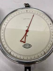 lot 34 image: Super Cool Yet Morbidly Disgusting Antique Chatillon Autopsy Scale With Enamel Pan - Works Yikes