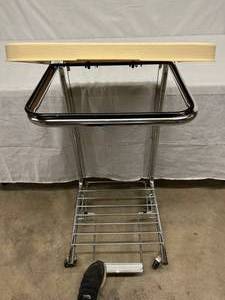 lot 53 image: MD Industries Laundry Trash Hamper Flip Top Stand on Wheels Good Condition