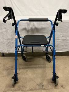 lot 54 image: 4 WHEEL SUPER LIGHT ADULT ROLLATOR WALKER COLLAPSIBLE - GREAT WORKING CONDITION