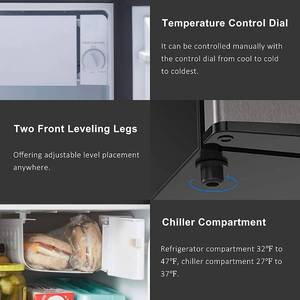 lot 42 image: MSRP $275&nbspWalsh WSR17S5 Compact Refrigerator, 1.7 Cu.Ft Single Door Fridge, Adjustable Mechanical Thermostat with Chiller, Reversible Doors, Stainless Steel Look - Like New Condition