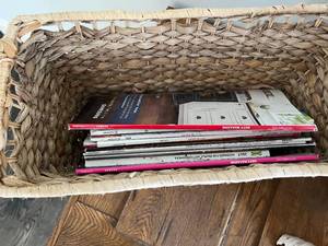 lot 5 image: Home Decor - Basket Weave Bins, Vase, Rustic Decor